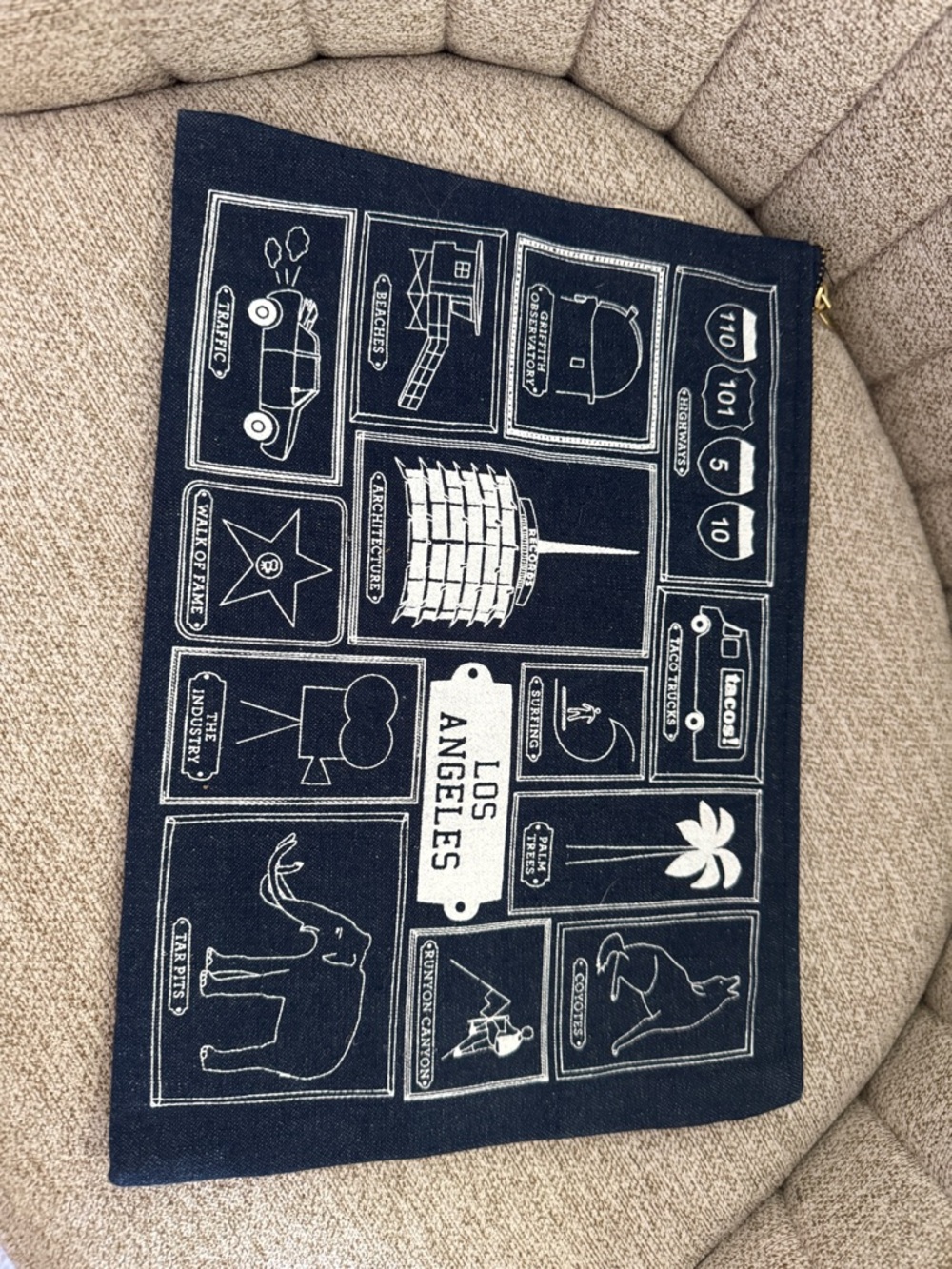 Los Angeles Navy Canvas Zip Pouch